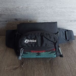 Vintage 90s Z-Kreation Aztec Print Fanny Pack With Bottle Holders